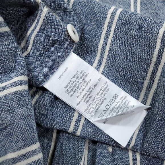 Madewell Easy Fit Crinkle Cotton Short Sleeve Shirt Small Striped Gray Men's - Picture 5 of 8